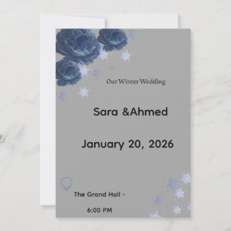 Faire invitation de mariage hivernal bleu marine e