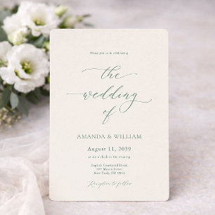 Faire invitation de mariage ivoire et sauge