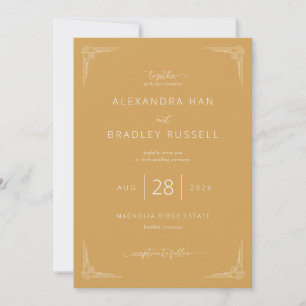 Faire invitation de mariage jaune moutarde