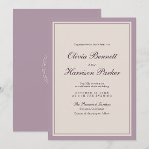 Faire invitation de mariage mauve et prune élégant