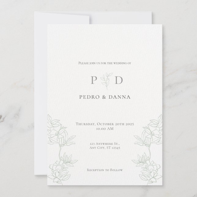 Faire invitation de mariage minimaliste (Devant)