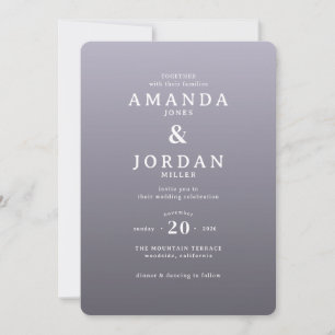 Faire invitation de mariage minimaliste lavande