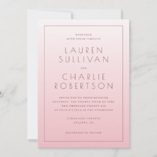 Faire invitation de mariage minimaliste rose