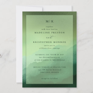 Faire invitation de mariage minimaliste vert éléga
