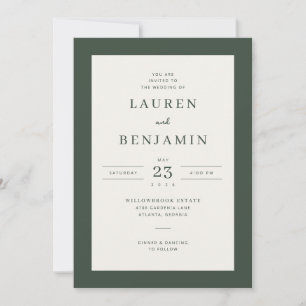 Faire invitation de mariage minimaliste vert éléga