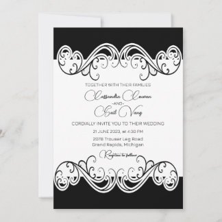 Faire invitation de mariage noir et blanc