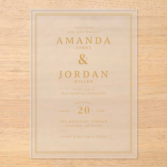 Faire invitation de mariage noir et or (Recto)