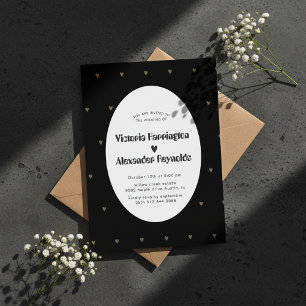 Faire invitation de mariage ovale noir élégant