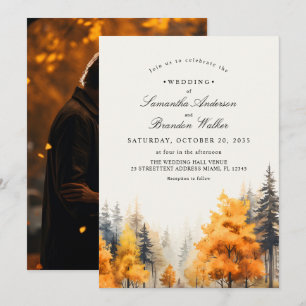 Faire invitation de mariage photo de bois de pins 