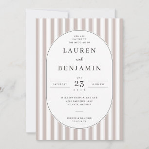 Faire invitation de mariage rayée beige