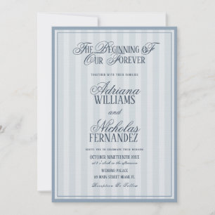 Faire invitation de mariage rayée bleue