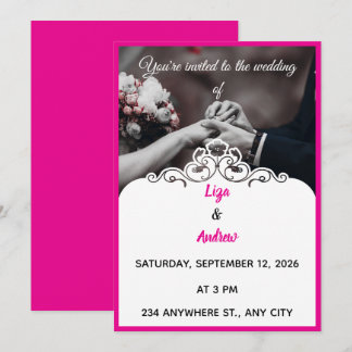 Faire invitation de mariage rose 