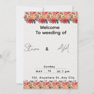Faire invitation de mariage rose floral | Romantiq