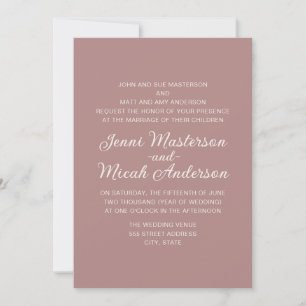Faire invitation de mariage rose poudrée et crème