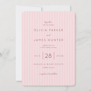 Faire invitation de mariage rose rayée