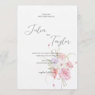 Faire invitation de mariage rose rose tendre