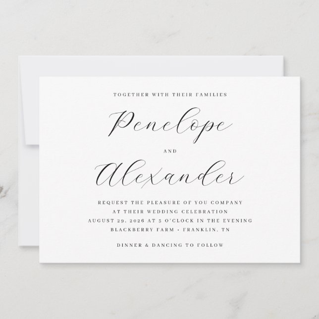 Faire invitation de mariage sérif noir élégant (Devant)