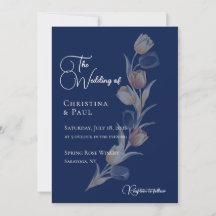 Faire invitation de mariage tulipe Navy élégant