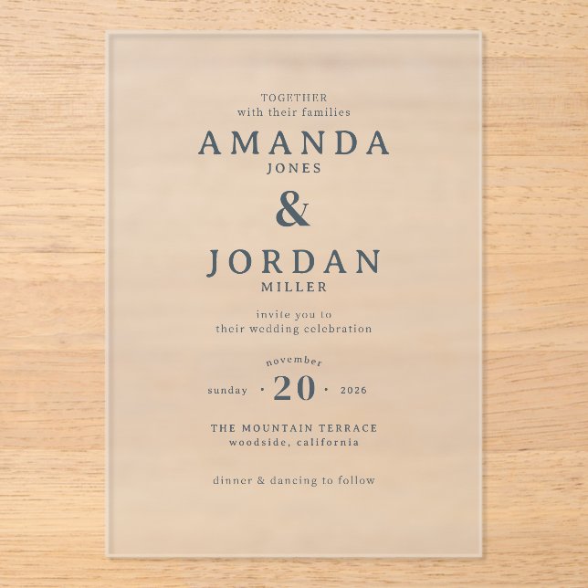 Faire Invitation de Mariage Typographique Noir (Recto)