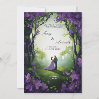 Faire invitation de mariage vert et violet