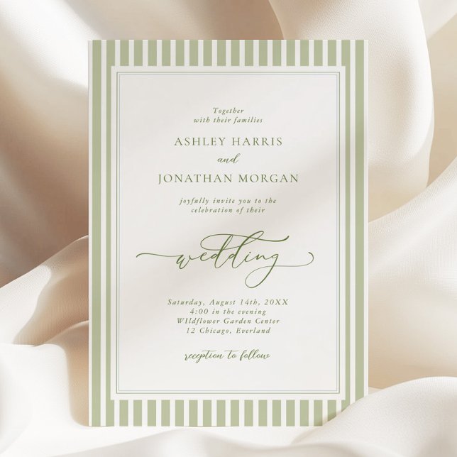 Faire invitation de mariage vert olive (Créateur téléchargé)