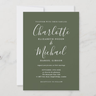 Faire invitation de mariage vert olive Signature