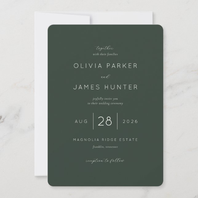 Faire invitation de mariage verte élégante (Devant)