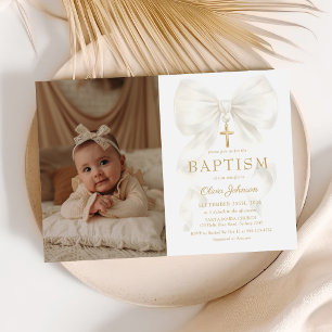 Faire invitation de photo de baptême fille avec un