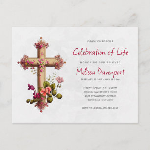 Faire invitation de souvenir avec une croix élégan