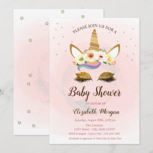 Faire Invitation pour Baby Shower Licorne Étoiles