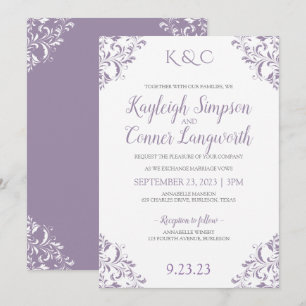 Faire Invitations de Mariage Lavande Vintage Éléga