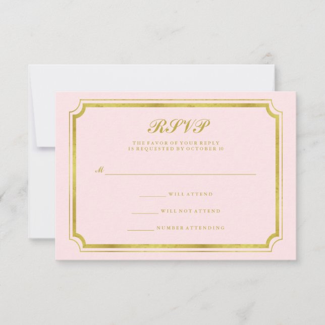 Faire Mariage RSVP Rose Pâle et Or Faux (Devant)