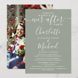Faire Mariage Vert Sage Invitation Photo de Mariag