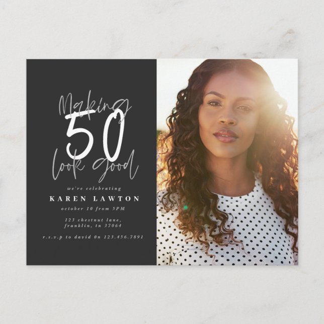 Faire paraître 50 une bonne invitation d'anniversa (Devant)