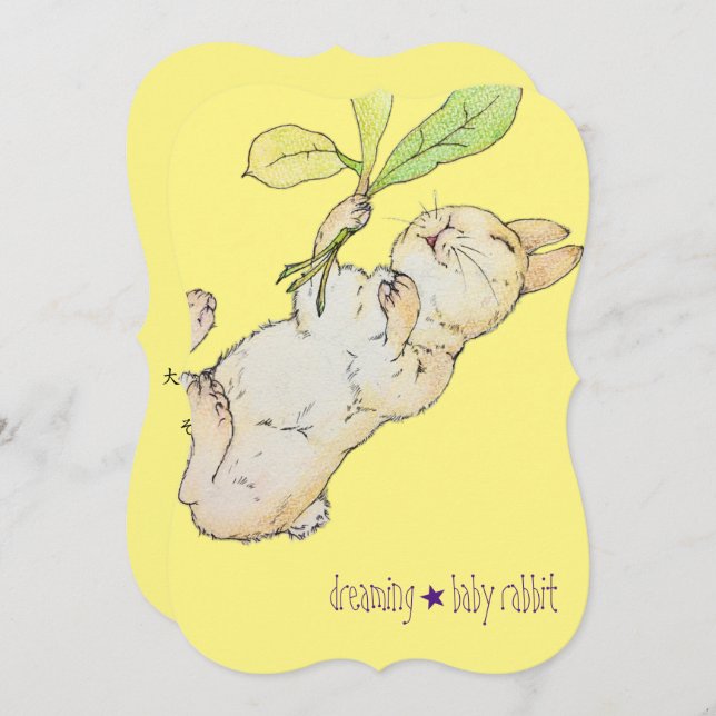 Faire-part お話しカード　dreaming☆baby rabbit  (Devant / Derrière)