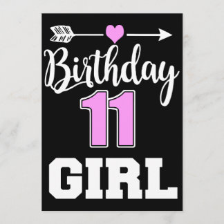 Faire-part 11 anniversaire fille t-shirts