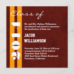 Faire-part 2014 ou toute année MAROON and GOLD Graduation V05