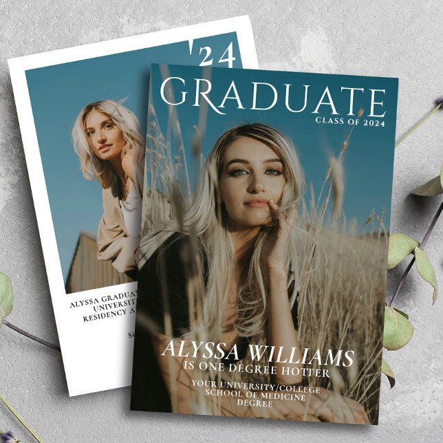 Faire-part 2024 Modern College Graduate Magazine Couverture p (Créateur téléchargé)