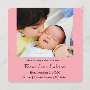 Faire-part 3x5 Frère annonçant le rose de naissance de soeur