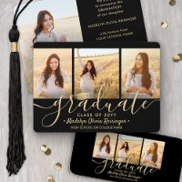 4 Collage de graduation photo Script noir et or