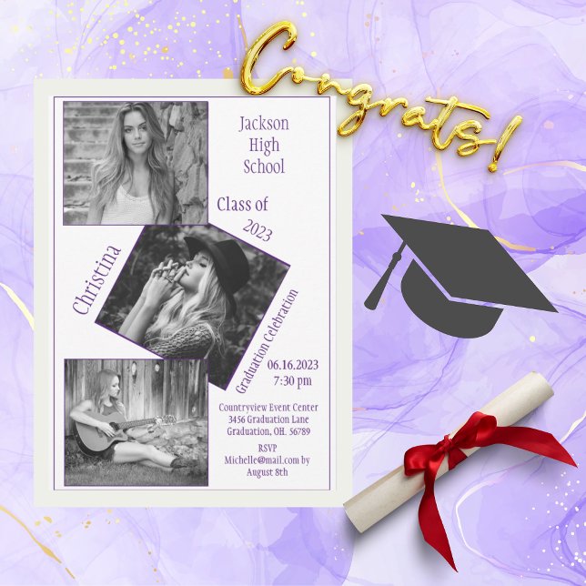 Faire-part 4 Collage de photos Diplôme personnalisé (Créateur téléchargé)