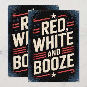 Faire-part 4 juillet Booze Blanc rouge et Booze