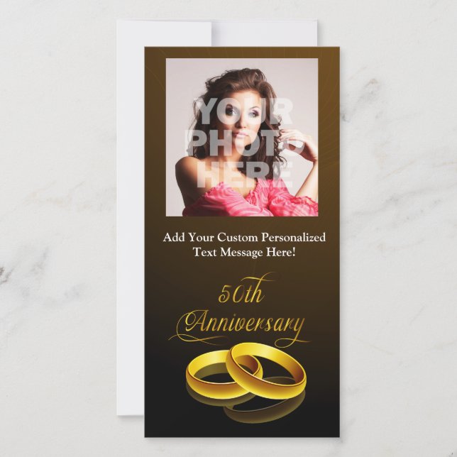 Faire-part 50e anniversaire | Script Gold (Devant)