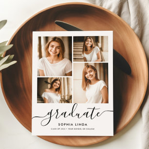Faire-part 5 Photo Graduation Collage Moderne Élégant Script