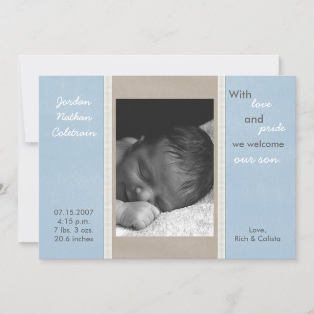 Faire-part 5x7 Bande de ruban bleu gris (Devant)