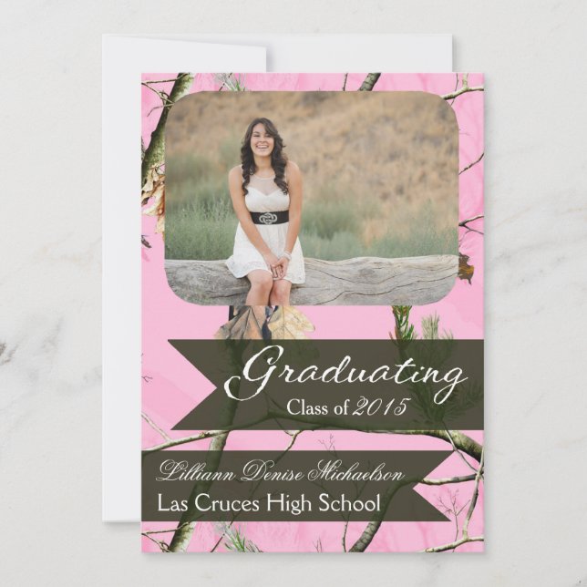 Faire-part 5x7 Chasseurs roses Camo Camoufla Senior Faire-par (Devant)