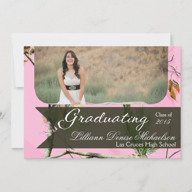 Faire-part 5x7 Chasseurs roses Camo Camoufla Senior Faire-par (Devant)