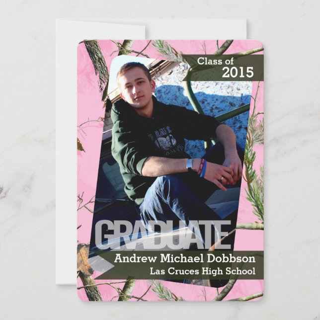 Faire-part 5x7 Chasseurs roses Camo Camoufla Senior Faire-par (Devant)