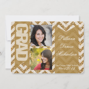 Faire-part 5x7 Gold Parties scintillant Chevron Strip Senior 