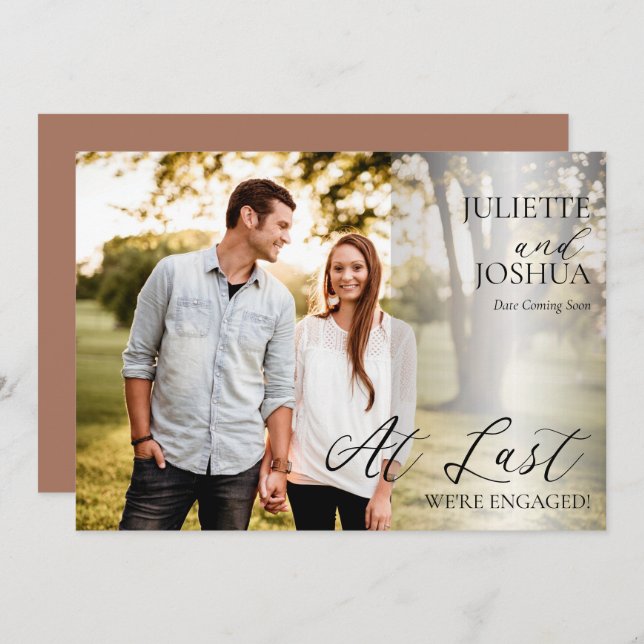 Faire-part À Dernier nous sommes engagés Photo Fiançailles An (Devant / Derrière)
